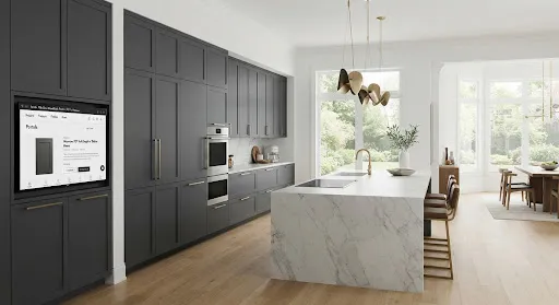 Thermo Structured Shutters in a finished kitchen, illustrative image