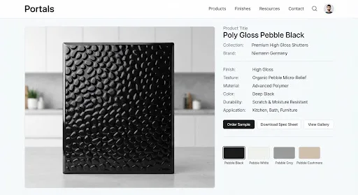Poly Gloss Premium Pebble Black finish, illustrative image