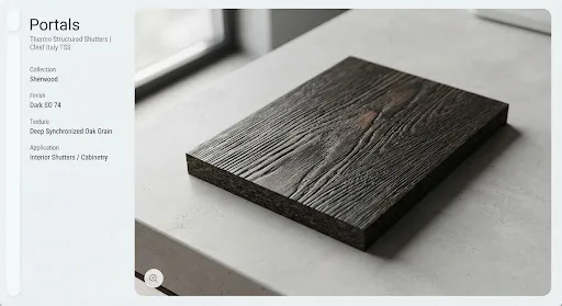 Thermo Structured Shutters Sherwood Dark finish, illustrative image